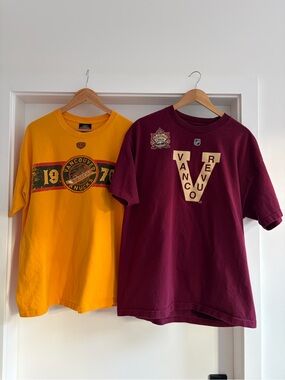 Bundle Vintage Vancouver Canucks Gold & Maroon Short Sleeve Hockey Tee Set XL